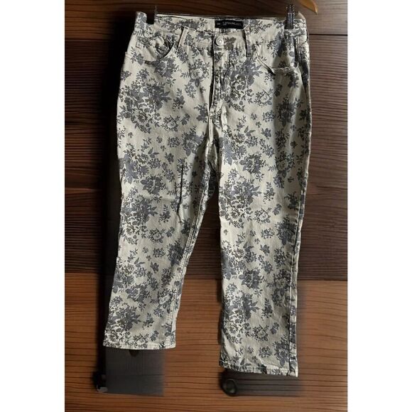 Lee Platinum Label Blue Blk White Capris Women’s 12 Medium EUC Back To School - Picture 1 of 11